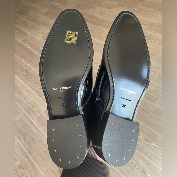 Authentic YSL Saint Laurent Patent leather Derby Dress shoes size 37 - Picture 5 of 13